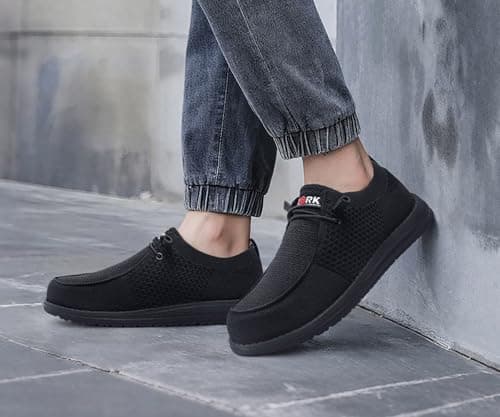 LARNMERN Slip On Steel Toe Shoes Men Lightweight Comfortable Lounging Walking Sneakers Steel Toe Loafers