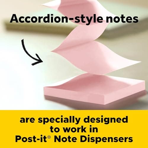 Post-it Super Sticky Notes-to-go Pop-Up Notes, 3 in. x 3 in., 6 Dispensers with 540 Total Pastel Sticky Notes in Pink Salt Color, Great for School, Office, Classroom, or Home