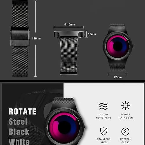MASTOP Watches for Men Fashion Creative Liquid Movement Original Design Starry Sky Vortex Watch Men Steel Mesh Men's Watch Clock Round Unique Wristwatch Minimalist Gradient Color