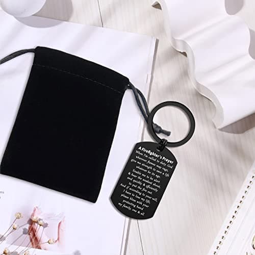 ENGZHI Firefighter Gifts for Men Fire Man Prayer Keychain- God Give Me Strength To Save A Life - Fire Fighter Gift Men