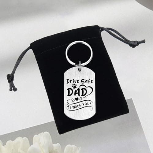 Alotozo Dog Dad Gifts for Men - Christmas Gifts from Dogs to Daddy - Drive Safe Dad Keychain - From Puppy to Daddy Stocking Stuffer - Dog Lover Gift for Father