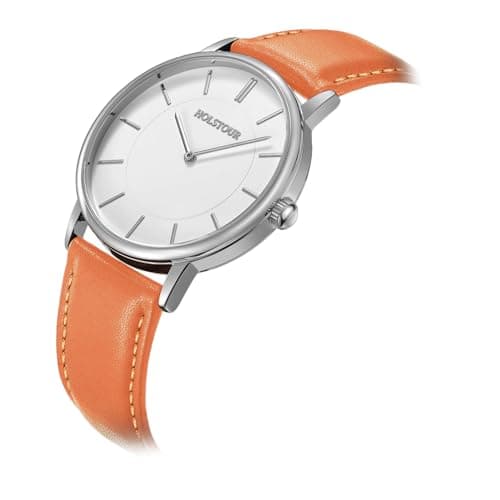 HOLSTOUR Watches for Mens Minimalist Fashion Business Wrist Watch Analog with Leather Strap