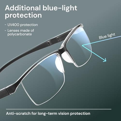 Gaoye Executive Style Reading Glasses Men - Durable Readers with Blue Light Filtering- Comfortable Fit with TR90 Frames