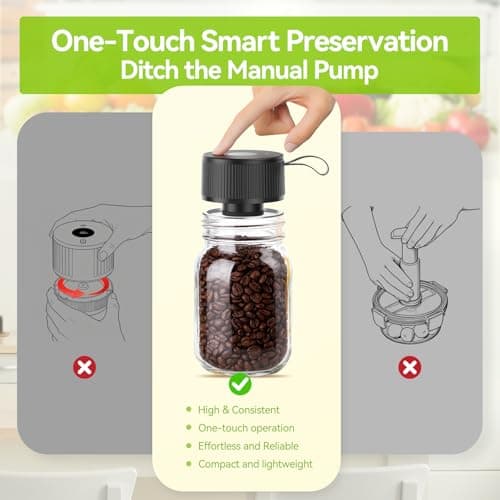 Upgraded 3-in-1 Electric Mason Jar Vacuum Sealer Kit for Mason Jars, Food Savers & Containers | Food Preservation System for Kitchen | Ideal for Canning Jams, Pickles, Dry Foods, Grains & Leftovers