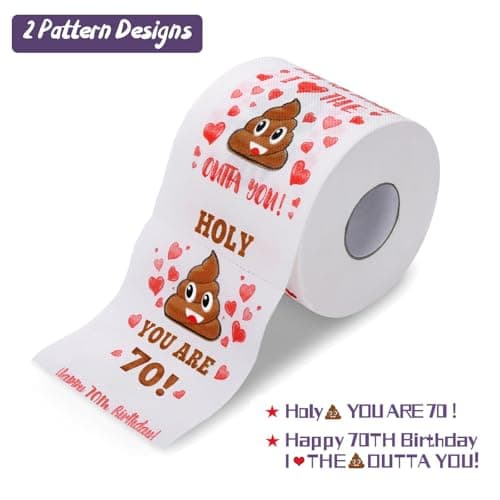 70th Birthday Gifts for Women, Men, Her, Him - Happy Prank Toilet Paper - 70th Birthday Decorations, Party Supplies Favors - 70 Years Old Funny Gag Gift Ideas, Novelty Bday Present for Friends, Family