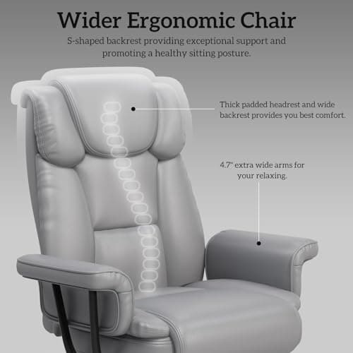 GYI Criss Cross Chair with Wheels, 160°Big and Tall Reclining Office Desk Chair with High Back, Wide Seat, Arms, Footrest, Grey