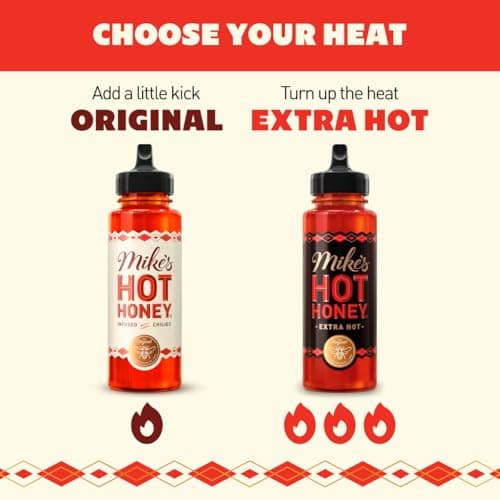 Mike's Hot Honey, America's #1 Brand of Hot Honey, Spicy Honey Infused with Chili Peppers, Certified Kosher, Gluten-Free, Paleo-Friendly, Sweet Heat, Perfect for Hot Sauce Lovers (10oz Bottle, 1 Pack)