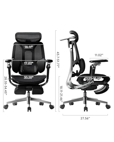 Hbada E3 Pro 2026 Edition Ergonomic Office Chair, Mesh Desk Chair with 3-Zone Floating Lumbar Support, Upgraded 4D Headrest, 720° Armrests, Black with Footrest
