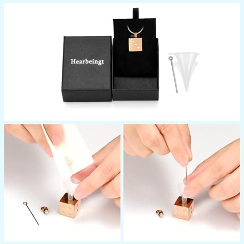 Stainless Steel Memorial Necklace Ash Holder for Pet Human Keepsake Ash Jewelry Bereavement Gift for Women Men with Fill tool Hearbeingt Dice Urn Necklaces Cremation Jewelry for Ashes Keepsake Pendant B09D2ZPQQ2