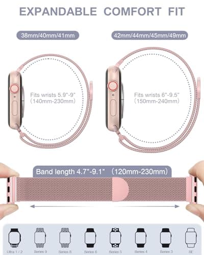 Original Stainless Steel Milanese Loop Compatible with Apple Watch Band 38mm 40mm 41mm 42mm 44mm 45mm 46mm 49mm, Magnetic Clasp Band for iWatch Series 11 10 9 8 7 6 5 4, SE 3 2 1 Ultra3 2, Women & Men