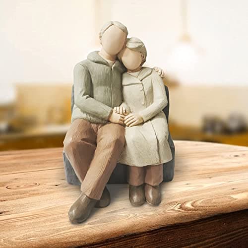 Couple Anniversary Sculpted Hand-Painted Figure Gifts Husband and Wife Wedding Figurine Gift, Happy 10th - 80th Anniversary Statue for Him and Her Together