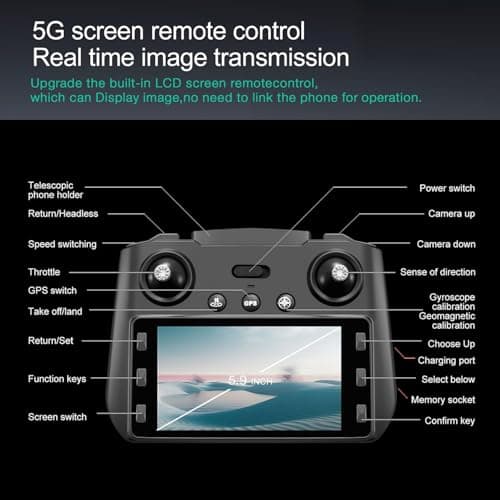 4K GPS Drone with Camera for Adults - 5G Remote Controller with 5.9 Inch Screen,Under 249g,Obstacle Avoidance, 60 Min Flight, Foldable Drone for Adults Beginners.(white)