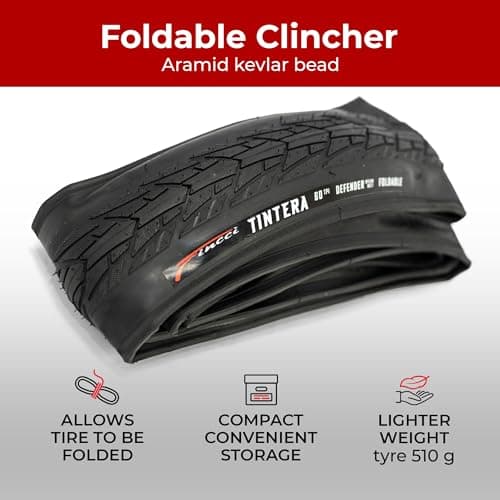 Fincci Pair 700x40c Bike Tire - 700c Gravel Tires with Kevlar & Nylon 1mm Puncture Proof - Lightweight 60 TPI Foldable Bicycle Tires 42-622 for Hybrid, Electric, Touring Bikes