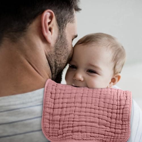 Looxii Muslin Burp Cloths Baby Girl 6 Pack - 20" x 10" - Ultra Soft & Absorbent, 6-Layer 100% Cotton for Spit Up & Drool- Gentle Baby Burping Cloth, Newborn Essentials Shower Gift Girl, Gradient Pink