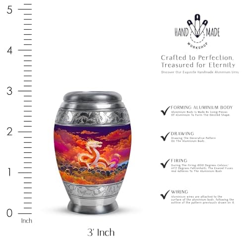 Orange Dragon Keepsake Funeral Urns for Adult Ashes Men, Purple Memorials & Funerary Urn for Ashes, Burial Gift for Loss of Husband, Decorative Cremains Ash Holder, 3 Inch B0FFZ9LZG6