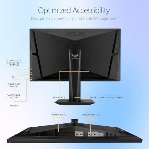 ASUS TUF 27" IPS Gaming Monitor, 2K (2560 x 1440), LED Display, 165Hz, 1ms, G-SYNC, HDR 10, 100% sRGB, Anti-Glare M, VESA Mountable, Ajustable Stand, DisplayPort x1, HDMI x2