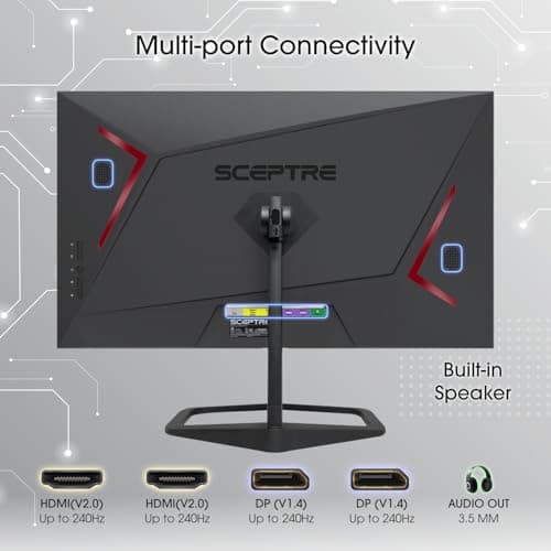 New! Sceptre 24.5-inch Gaming Monitor 240Hz 1ms DisplayPort x2 HDMI x2 100% sRGB AMD FreeSync Premium Build-in Speakers, Machine Black 2026 (E255B-FWD240 Series)