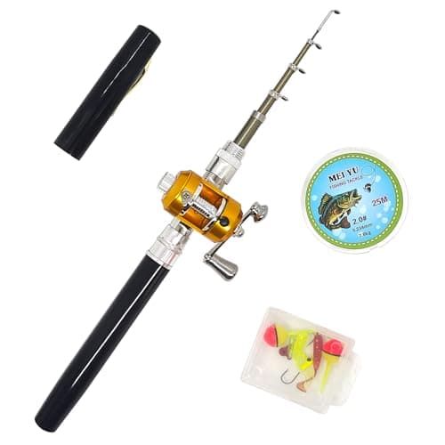 Portable Pocket Mini Pen Fishing Rod and Reel Combos, Small Telescopic 38inches Fishing Pole with Reel Line Bait Hook, for River, Lake, Ice Fishing Etc