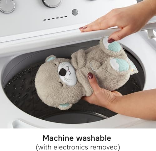 Fisher-Price Baby Toy Soothe 'n Snuggle Otter Portable Plush Sound Machine with Music Lights & Breathing Motion for Newborns 0+ Months