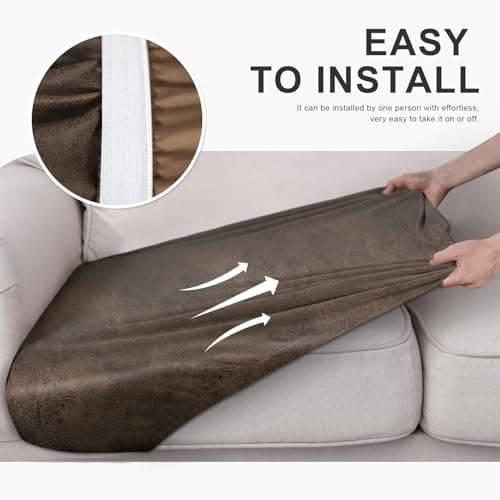 molasofa Leather Like Couch Cushion Covers Sofa Slipcovers Sets Couches Furniture Protector Covers for Sectional Armchair Loveseat Stretch Spandex Fabric, Machine Washable (3 Cushion Sofa, Brown)