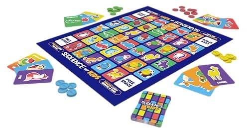Jax SEQUENCE for Kids -- The 'No Reading Required' Strategy Game by Jax and Goliath, Multi Color, 11 inches (2-4 players) (Packaging May Vary)