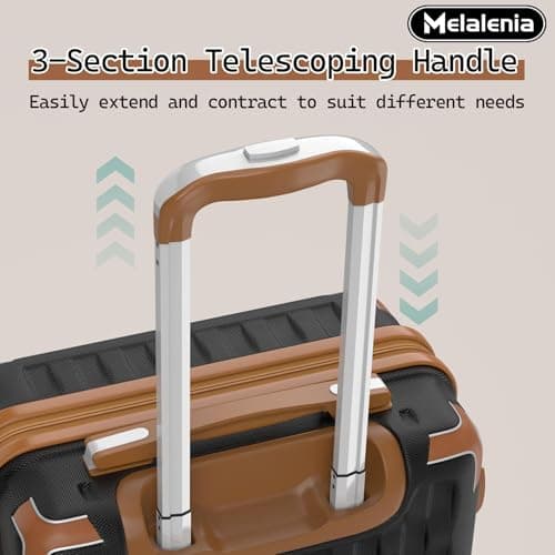 Melalenia Luggage Sets 7 Piece Suitcase Set, Hard Shell Carry on Luggage Travel Suitcases with Spinner Wheels and TSA Lock, Lightweight Luggage Set for Women, Black Brown