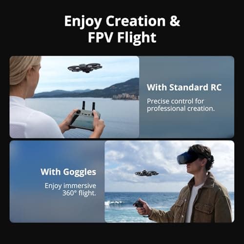 DJI Avata 360 Fly More Combo (RC 2), 360° Drone With 1-Inch 8K 360° Imaging for FPV & Aerial Filming, 360° Camera Drone With Propeller Guard. Includes RC 2 for Precise Control and Three Batteries
