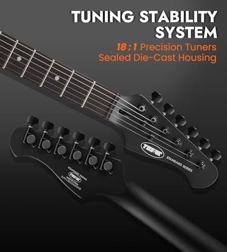 Tostar Electric Guitar: P90 Pickups, TOM Bridge & Smoked Matte Finish, 3-Way Switch, 39" Solid Body Electric Guitar for Intermediate Players, Guitarra Eléctrica Kit, Musical Birthday Gifts, Black