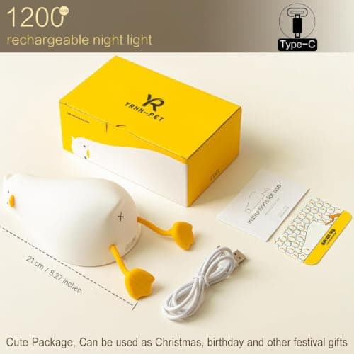 Lying Flat, Cute Squishy Ducky Lay Touch Kids Lamp, College Funny Dirty Santa Gag, Yankee Swap, Birthday Gifts, Safe Silicone YR YRHH-PET Existential Crisis Duck Lamp Night Light, White Elephant Gifts B0DRL96PCC