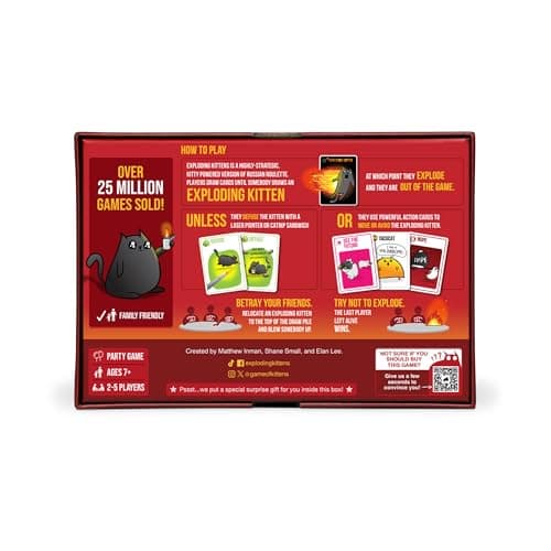 Exploding Kittens Original Edition - 2-5 Players - Ages 7+ - 15 Minutes to Play - High Stakes Card Game - Party Game, Family Game Night, Kid and Adult Card Game