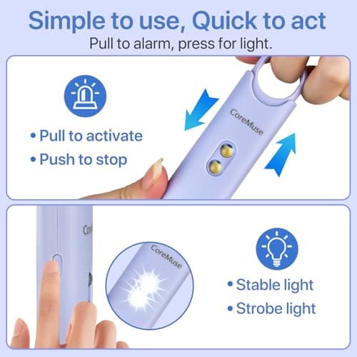 Personal Safety Alarm for Women – Panic Button 130dB Siren with Dual LED Strobe Flashlight, Rechargeable Self Defense Keychain for Night Walking, Campus, Travel Gifts for Women (Violet) B0FX35T8LD