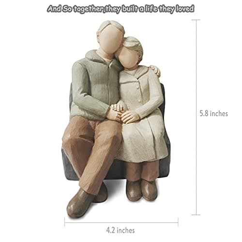 Couple Anniversary Sculpted Hand-Painted Figure Gifts Husband and Wife Wedding Figurine Gift, Happy 10th - 80th Anniversary Statue for Him and Her Together