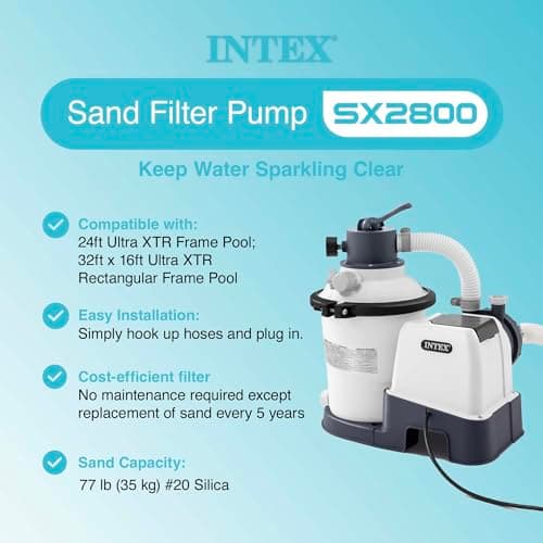 Intex 2800 GPH Pool Sand Filter Pump with Krystal Clear Saltwater System and Automatic Timer for Above Ground Swimming Pools, Black