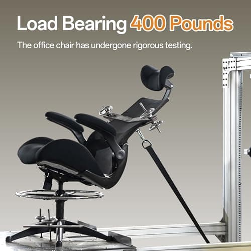 BOLISS Drafting Tall Office Chair 400lbs High Back Wide Standing Desk Chair Comfortable with Flip up Armrests Lumbar Support Adjustable Big Footrest Ring(Black)
