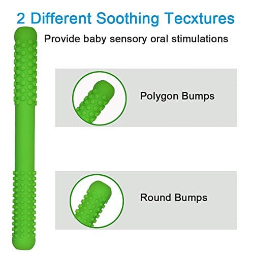 Hollow Teething Tubes Toys for Babies Girls Boys, 6 Pack Silicone Baby Teether Toy Tube for Infants with Nursing Biting Chewing, Chew Straws for Toddlers 6-12 Months (Style A)