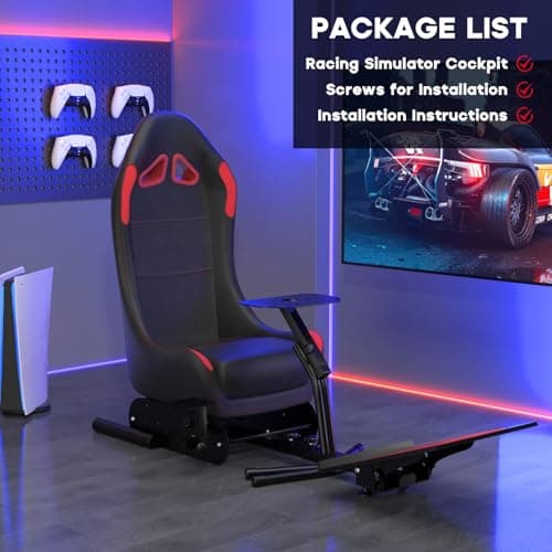 DIWANGUS Racing Simulator Cockpit Racing Wheel Stand with Seat Gaming Chair Sim Racing Cockpit for G29 G920 G923 G PRO RS50 T248 T300RS R3 R5 R9 R12 R16 R21 R25 Xbox PS4 PS5 PC Accessories