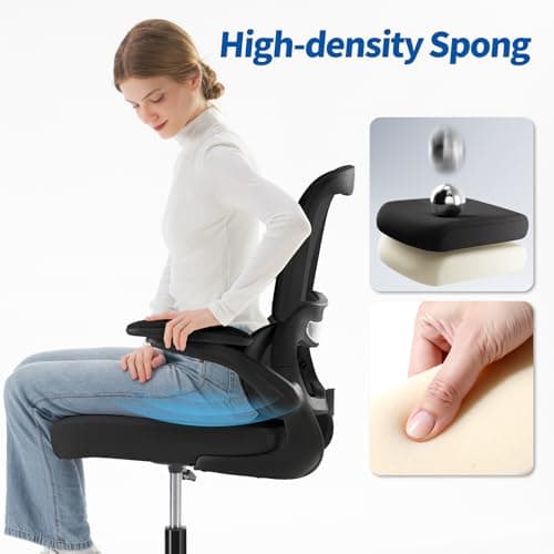 TRALT Drafting Chair - Tall Office Chair for Standing Desk - High Office Chair with Adjustable Footrest Ring Lumbar Support - Tall Office Chairs for Home Office with Flip-Up Armrests (Black)