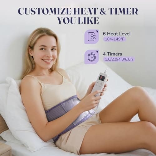 6 Heat Levels, 4 Timers, Moist Heat Pad for Neck Shoulder Abdomen Back, Ideal Gifts for Women Christmas Gift for Mom & Women, Heating Pad for Period Cramps & Back Pain B0FKYN2994
