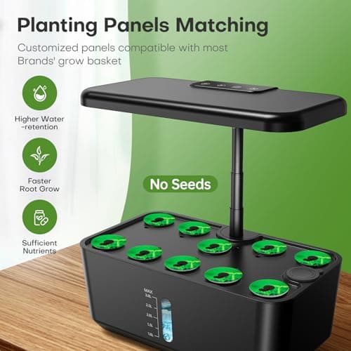 Plant Germination Kit Herb Vegetable Growth Lamp Countertop, Hydroponic Planter Grower Harvest Lettuce for Healthy Home Cooks Ahopegarden Indoor Garden Hydroponics Growing System: 10 Pods Kit with LED B0B6BB4TVC