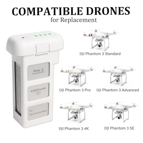 Phantom 3 Battery for DJI, 2 Pack 4500mAh-15.2V Intelligent Flight Battery for DJI Phantom 3/3 Pro/3 Advanced/3 4K/3 SE Drone Replacement
