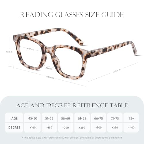 Reading Glasses for Women Men - Blue Light Blocking Magnifying Readers,Square Anti-Glare Computer Eyeglasses