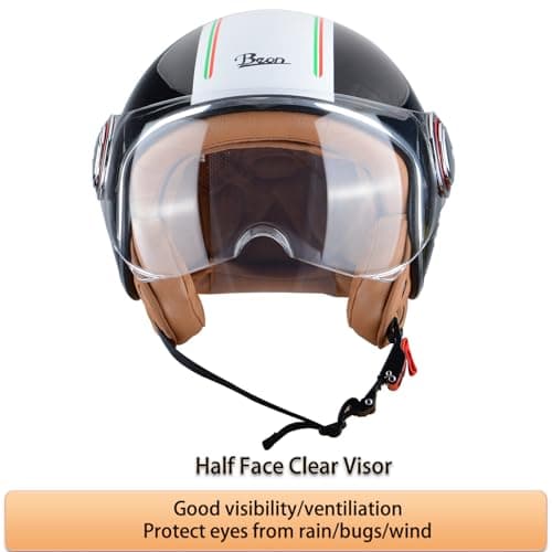 Open Face Motorcycle Helmet for Adults,DOT Approved - Moped Half Vespa Retro Helmet with Anti-Scratch Visor for Men and Women