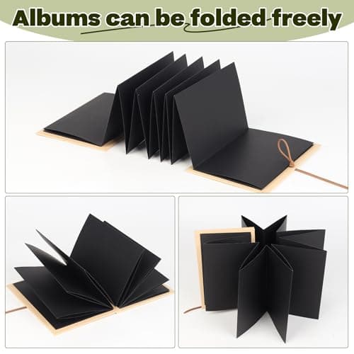 Stretchable Photo Album Folding Scrapbook Album 6x8.3 inches Small Blank Photo Book DIY Scrapbook Kraft Paper Students Memory Book for Graduation Anniversary Birthday Party Decorations Black B0FQBG9KRL