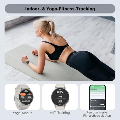 Smart Watch for Women, Built-in Alexa, GPS, HRV, VO2 Max, Blood Oxygen, Sleep & Stress Monitor, BT Calling, Compass, Altimeter, 1.32" AMOLED, Fitness & Women’s Health, Waterproof, iPhone Compatible