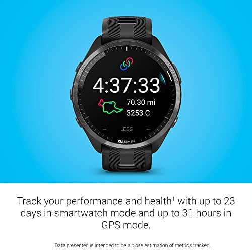 Garmin Forerunner® 965 Running Smartwatch, Colorful AMOLED Display, Training Metrics and Recovery Insights, Black and Powder Gray, 010-02809-00