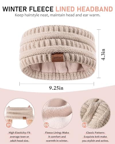 Womens Winter Beanie Hat Scarf Gloves Headband Set, Slouchy Beanie Ear Warmer Knit Scarf Touchscreen Gloves Warm 4 Gift Set