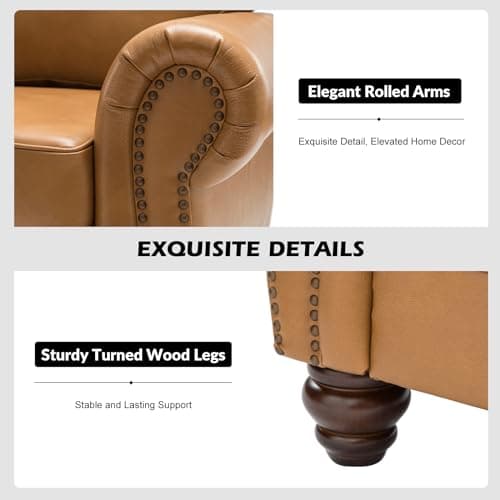 The support you need Classic 3-Seater Sofa with Premium Leather Upholstery, Stylish & Comfortable Sofa for Living Room or Office, Easy to Maintain & Long-Lasting Camel