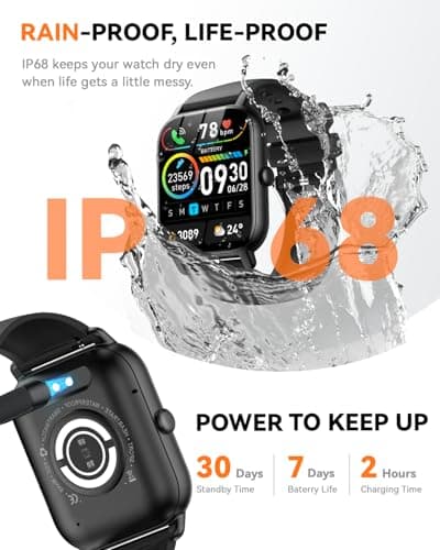 Smart Watches for Men Women(Answer/Make Call), 1.85 inch HD Fitness Tracker Watch with Activity Counter/ Sleep Monitor/ 110+ Sports Modes, IP68 Waterproof Smart Watch for Android iPhone iOS Compatible