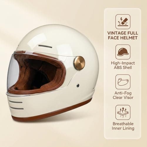 Retro Motorcycle Helmet for Adults?Vintage Full Face Helmet with Ventilation System, Waterproof Design for Motorcycle Riding