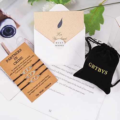 GBTBYS 2/3/4 PCS Best Friend Bracelet for Women Men, Matching Bracelets for Couples, Partners in Crime Bracelets, Handcuff BFF Friendship Bracelet Birthday Gifts for Her Him